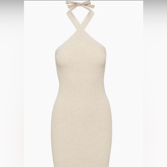 Wilfred Dresses & Skirts - Aritzia Wilfred Ribbed Halter Dress in Ivory 
Women’s Size: M